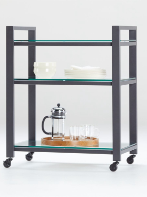 Pilsen Graphite Cart With Glass Shelves