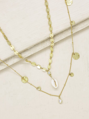 The Pier Layered Shell 18k Gold Plated Necklace