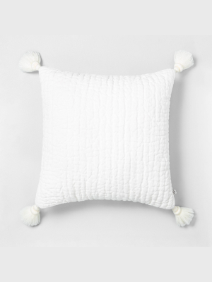 18" X 18" Tassel Throw Pillow Sour Cream - Hearth & Hand™ With Magnolia