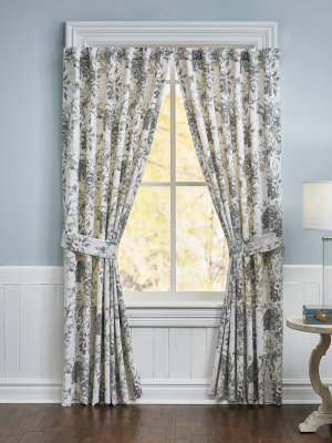 Set Of 2 (84"x50") Kensington Bloom Light Filtering Curtain Panels Gray - Waverly