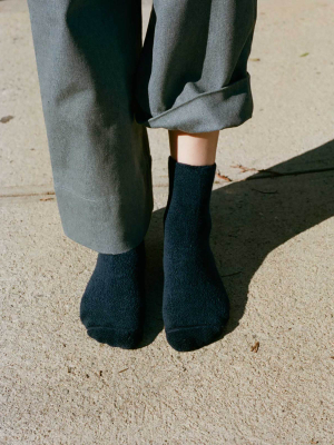 Navy Buckle Over-ankle Socks