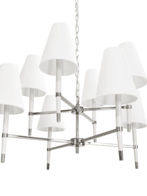 Hines Two Tier Chandelier Nickel And White