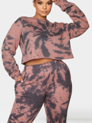 Plus Rust Tie Dye Cropped Sweater