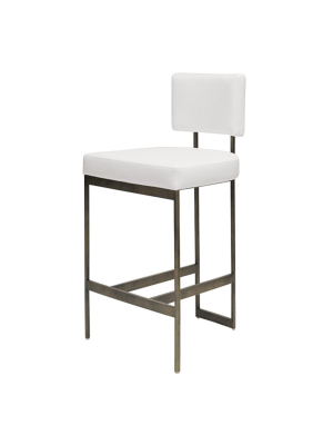 Jones Bar Stool White Vinyl And Bronze