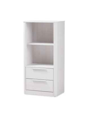 15.47" 2 Drawer Carlingford Modern And Contemporary Whitewashed Wood Bookshelf White - Baxton Studio