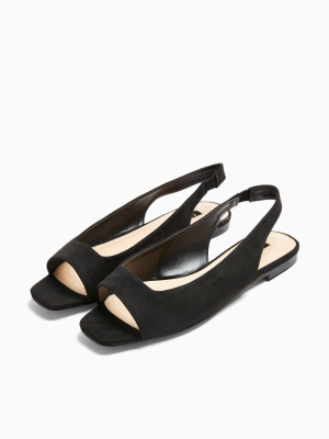 Annie Black Square Peep Slingback Shoes