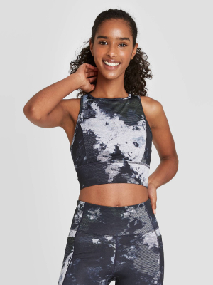 Women's Camo Print High Neck Brushed Jersey Bra - Joylab™ Black/white Xs