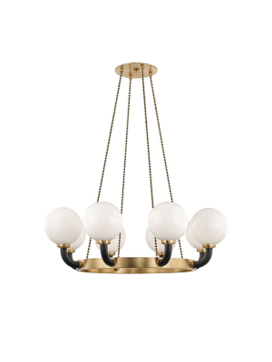 Werner Black Pendant 8 Lamp Aged Brass / Black