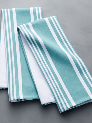 Cuisine Stripe Mineral Blue Dish Towels, Set Of 2