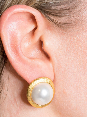 Pearl Button Pierced Or Clip Earrings