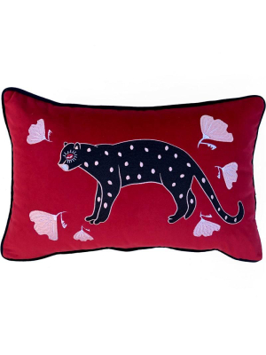 Poppy And Polka Cat - Velvet Cushion Cover