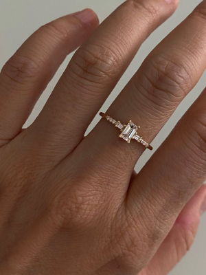 Emerald Cut Diamond Melody Ring