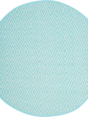 Montauk Diamond Turquoise/ivory Round Rug