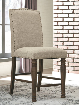 Set Of 2 Lettner Upholstered Barstool Gray/brown - Signature Design By Ashley