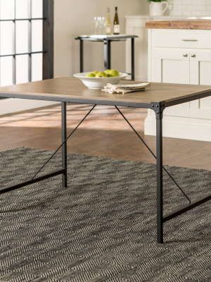 Angle Iron And Wood Trestle Style Dining Table - Saracina Home