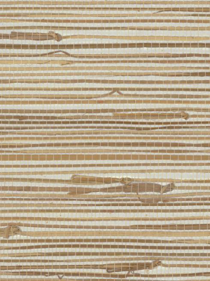 Wide Knotted Grass Wallpaper In Brown And Silver From The Grasscloth Ii Collection By York Wallcoverings