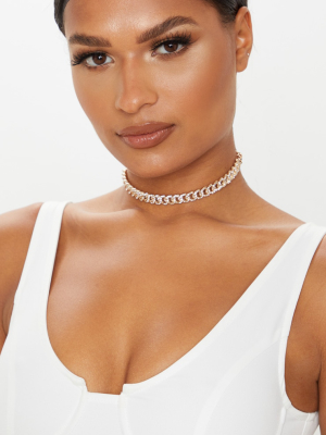 Gold Pave Solid Link Chain Choker