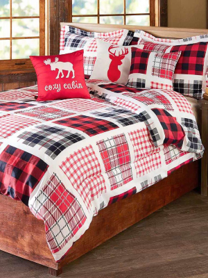 Lakeside Cozy Cabin Buffalo Plaid Patchwork King Comforter Set - 6 Pieces