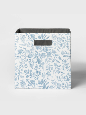 13" Fabric Cube Storage Bin Soft Blue Floral Pattern - Threshold™