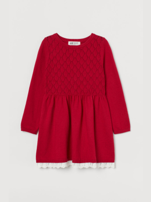 Lace-trimmed Knit Dress