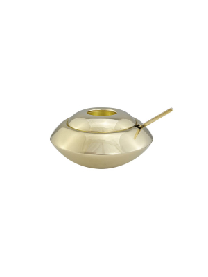 Form Sugar Dish + Spoon: Brass