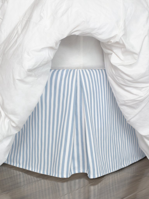 The French Blue Striped Pleated Bed Skirt