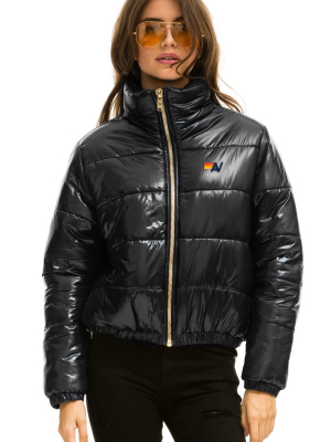 Women's Bolt Luxe Apres Puffer Jacket - Glossy Black