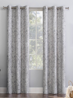 Kenji Medallion Draft Shield Fleece Insulated Energy Saving Grommet Top Room Darkening Curtain Panel - No. 918