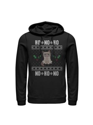 Men's Grumpy Cat Ugly Christmas Ho Ho No Pull Over Hoodie