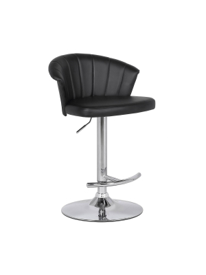 Kenzie Adjustable Modern Faux Leather Barstool Black - Armen Living