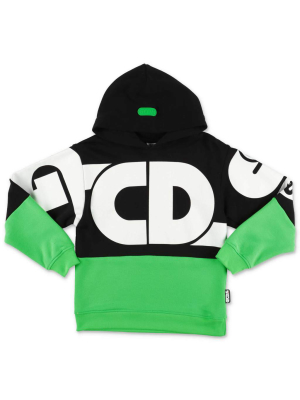 Gcds Kids Logo Printed Two-tone Hoodie