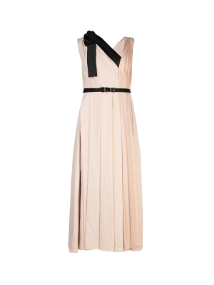 Prada Bow Detail V-neck Midi Dress