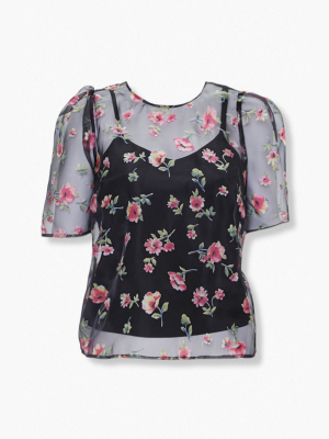 Plus Size Floral Twofer Top