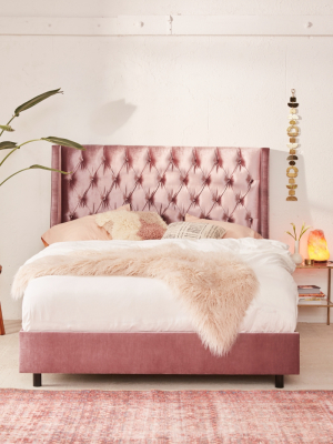 Charlotte Velvet Tufted Wingback Bed