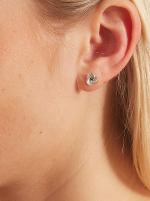 Tiny Diamond And Sapphire Petals Stud Earrings In Sterling Silver