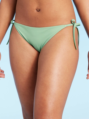 Women's Side-tie Cheeky Bikini Bottom - Shade & Shore™ Sage Green