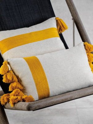 Polignano Embroidered Throw Pillow W/tassels - Yellow