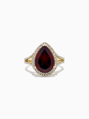 Effy Bordeaux 14k Yellow Gold Garnet And Diamond Cocktail Ring, 6.57 Tcw