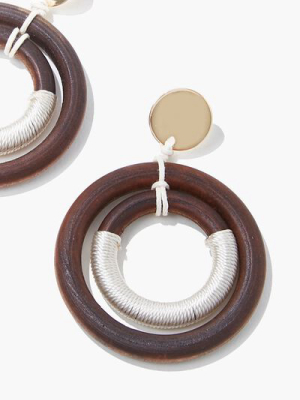 Wooden Drop-hoop Earrings