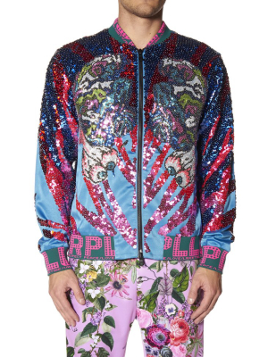 Lucky Cat Pailette Bomber Jacket