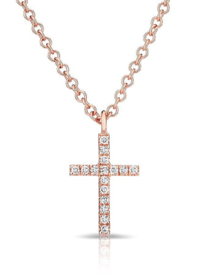 14kt Rose Gold Diamond Cross Necklace