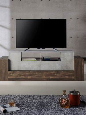 80" Lums Tv Stand Cement/reclaimed Oak - Mibasics