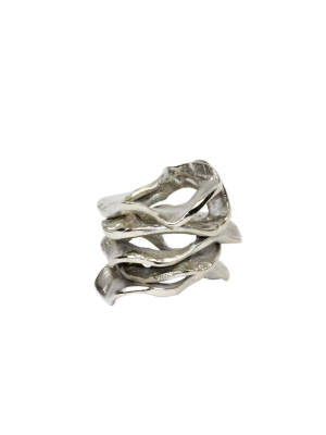 Kim Seybert Flux Napkin Ring In Silver - Set Of 4