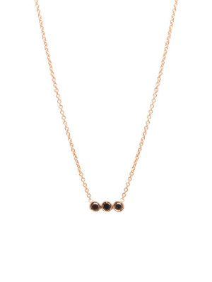 14k 3 Horizontal Bezel Black Diamond Necklace