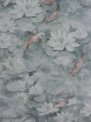 Water Lily Wallpaper In Gray From The Belvoir Collection By Matthew Williamson