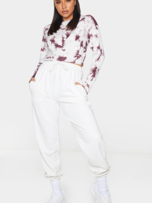 White Tie Dye Cropped Knitted Jumper