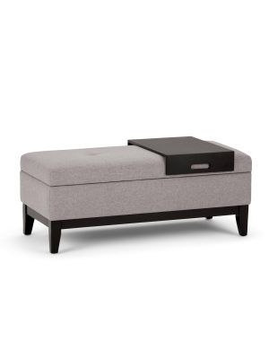 42" Jackson Storage Ottoman Bench With Tray Linen Look Fabric - Wyndenhall