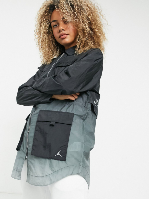 Nike Jordan Utility Windbreaker Jacket In Black/gray