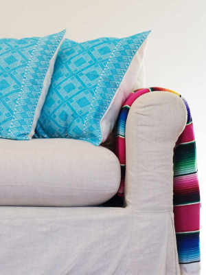 Chiapas Woven Pillow Cover - Turquoise