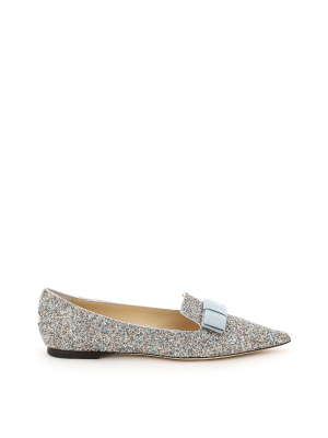 Jimmy Choo Gala Pointed-toe Glittered Flats